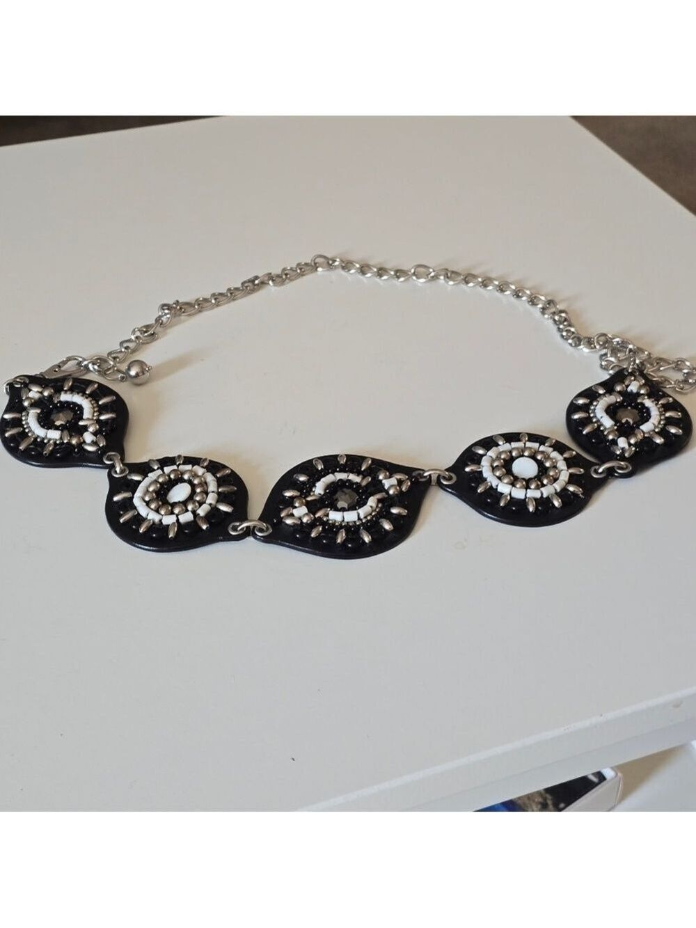 Vintage Chicos Elegant Black and Silver Statement Belt